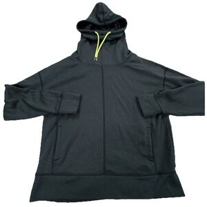 North Face Hoodie Women XL Gray Yellow Sweatshirt Sweater Funnel Neck Ladies